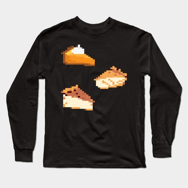 Autumn Pies Pixel Art Long Sleeve T-Shirt by christinegames